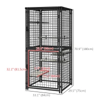 PawHut Cat Cage Multi-Level Catio Steel Outdoor Cat Enclosure w/ UV-and Water Resistant Cover, 5 Platforms, Soft Pads, Black(m-3)