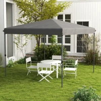 Outsunny 10x10FT Pop Up Canopy with 1-Button Push, Carry Bag, Stakes, Ropes, Sandbags, Height Adjustable Instant Sun Shelter(m-8)