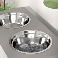 PawHut Elevated Dog Bowls, 3 Height Adjustable Raised Dog Bowls w/ Slow Feeder Mat, Stand, for Medium to Extra Large Dogs(m-9)