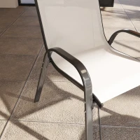 Outsunny Set of 4 Outdoor Dining Chairs, Stackable Patio Chairs with High Back, Breathable Mesh Seat for Garden Lawn, Beige(m-8)