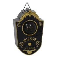 HOMCOM Halloween Decoration Animatronic, Doorbell w/ Realistic Light-up Eyeball, Sound and Motion Prop Activated for Party(m-8)