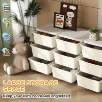 Qaba 29.5" 3 Tier Kids Storage Unit Dresser Tower w/ 9 Drawers, Cream White(m-4)