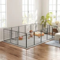 PawHut 16 Panels Dog Playpen with Strap, Portable & DIY, for Medium Dogs, for Yard, RV, Camping, Garden, 31.5" H(m-8)