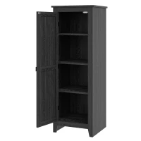 HOMCOM 48" Farmhouse Kitchen Pantry Storage Cabinet with Barn Door, Kitchen Pantry Cabinet with Adjustable Shelves, Black(m-11)