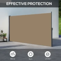 Outsunny 13' x 6' Retractable Side Awning, Outdoor Privacy Screen for Garden, Hot Tub, Balcony, Terrace, Pool, Khaki(m-4)