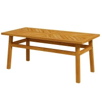 Outsunny Outdoor Coffee Table, Acacia Wood Rustic Patio Table for Garden, Backyard, Balcony, Deck, Natural Wood(m-1)