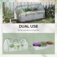 Outsunny 6 x 3 x 1ft Raised Garden Bed with Mini Greenhouse, Galvanized Raised Garden Bed with Cover for Herbs and Vegetables, Small Greenhouse for Patio Garden Balcony, Clear and Light Gray(m-4)