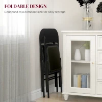 HOMCOM Set of 2 Metal Foldable Chairs, PU Leather Padded Folding Chairs with Cushion Seat and Open Back for Indoor, Black(m-6)