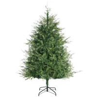 HOMCOM 6' Artificial Christmas Trees, with Easy-to-Shape Branches, Auto Open, Steel Base, Wide Shape(m-11)