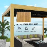 Outsunny Aluminum Louvered Pergola with Adjustable Roof, 10' x 13' Hardtop Gazebo for Patio, Deck, Garden, Yard, Beach(m-5)