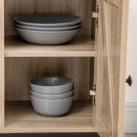 HOMCOM Farmhouse Buffet Cabinet, Kitchen Sideboard, Coffee Bar Table with Adjustable Shelves for Dining Room, Natural(m-7)