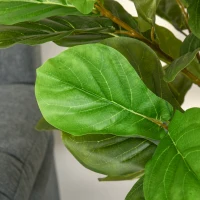 HOMCOM 5FT Artificial Fiddle Leaf Fig Tree Faux Decorative Plant in Nursery Pot for Indoor Outdoor Décor(m-9)
