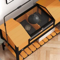 PawHut Tortoise Enclosure Tortoise House with Adjustable Lamp Holder Storage Shelf, Dual Main Houses, Openable Lid, Yellow(m-9)