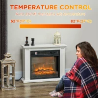 HOMCOM 26" Freestanding Electric Fireplace with Mantel, 1400W Replaceable Fireplace Insert Heater with 3D Flame Effect, WHite(m-6)