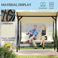 Outsunny Convertible Patio Swing Bed with Canopy and Cushions, 3 Seater Porch Swing for Outdoor, Backyard, Garden, Beige(m-7)