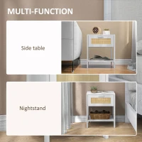 HOMCOM Modern Bedside Table, Accent Nightstand with Drawer and Open Shelf, Bed End Table for Bedroom, Living Room, White(m-7)