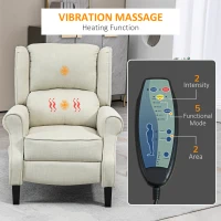 HOMCOM Vibrating Massage Recliner Chair with Heat, Wingback Push Back Reclining Chair for Living Room, Beige(m-5)