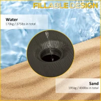 Outsunny Fillable Patio Cantilever Umbrella Base with Wheels, Heavy-duty Offset Umbrella Weights with Easy-Fill Spouts, Steel Cross Base, 430lbs Sand or 375lbs Water Filled, Coffee(m-5)