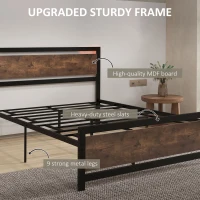 HOMCOM Full Bed Frame with Headboard & Footboard, Strong Metal Slat Support Bed Frame w/ Underbed Storage Space, No Box Spring Needed, 56.75''x76.75''x40.5''(m-4)