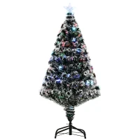 HOMCOM 4ft Pre-Lit LED Optical Fiber Christmas Tree Artificial Seasonal Decor(m-2)