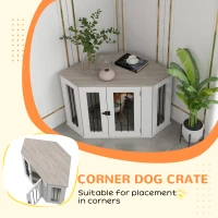 PawHut Dog Crate Furniture with Cushion, 41 Inch Corner Design Dog Crate End Table for Medium Dogs, Multi Colour(m-5)