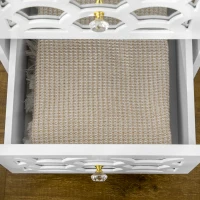 HOMCOM Modern Bedside Table, Side End Table with Drawers and Front Mirror, 15.4"x14.4"x23.6", White(m-10)