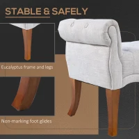 HOMCOM Traditional Style End of Bed Bench, Upholstered Entryway Bench with Button Tufted and Rounded Arm, Light Gray(m-6)