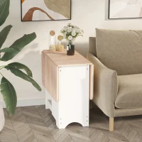 HOMCOM Foldable Dining Table, Folding Table with Storage Shelf, Drop-Leaf Kitchen Table for Dining Room, Oak(m-8)