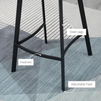 HOMCOM 27.25" Counter Height Bar Stools, Industrial Kitchen Stools, Upholstered Armless Bar Chairs with Back, Steel Legs, Set of 2, Black(m-6)