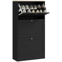 HOMCOM Modern Shoe Storage with 3 Flip Drawers and Adjustable Shelves, Shoe Cabinet Organizer for 12-18 Pairs of Shoes, Black(m-11)