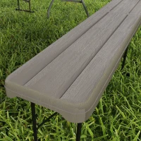 Outsunny 6 ft Plastic Bench Seat, 2 PC Portable Foldable Folding Bench with Carrying Handle for Picnic Camping, Distressed Brown(m-10)