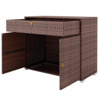 Outsunny Outdoor Storage Cabinet, Waterproof PE Rattan Cabinet with Drawer for Indoor, Outdoor Swimming Pool, Mixed Brown