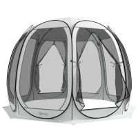 Outsunny 11' x 11.5' Screen Tent, Pop Up Camping Gazebo with Portable Carry Bag and 2 Doors, Cream White(m-11)