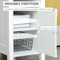 HOMCOM Wooden3-Tier Modern Nightstand with Pullout Shelf, Adjustable Open Shelf, and Door Cabinet, White(m-5)