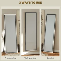 HOMCOM Floor Standing Mirror, Full Length Mirror, Free Standing, Leaning or Wall Mirror with Frame for Bedroom, Grey Wood Grain(m-6)