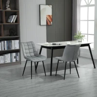 HOMCOM Upholstered Dining Chair Lounge Chair Soft Set of 2 Velvet-Touch Kitchen Reception Living Room Chair with Metal Legs, Grey(m-4)