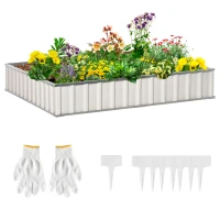 Outsunny 8.5' x 3' x 1' Raised Garden Bed, Galvanized Metal Planter Box for Vegetables Flowers Herbs, White(m-1)