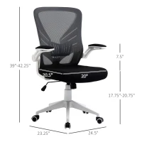 Vinsetto Mid-Back Mesh Home Office Chair Computer Task Ergonomic Desk Chair with Lumbar Back Support, Flip-Up Arm, and Adjustable Height, Grey(m-3)