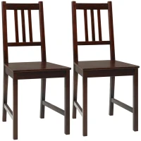 HOMCOM Wooden Dining Chairs Set of 2, Kitchen Chairs with Slat Back, Solid Structure for Living Room and Dining Room, Coffee(m-2)