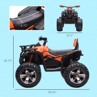 Aosom 12V 4 Wheeler Kids ATV with Music, Headlights for 37-60 Months Boys and Girls, Orange(m-3)