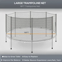 Soozier 14FT Enclosure Trampolining Bounce Safety Accessories Trampoline Net with 8 Poles, Grey(m-4)
