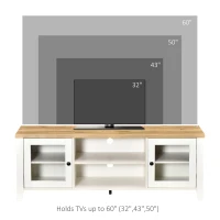 HOMCOM Modern TV Stand, Entertainment Center with Shelves and Cabinets for Flatscreen TVs up to 60" for Bedroom, Living Room, White(m-4)