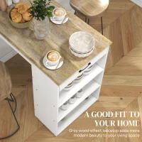 HOMCOM Bar Table with Drawer and 3 Storage Shelves, Bar Height Table, High Top Pub Table for Home Bar, Kitchen, Grey(m-5)