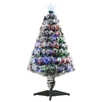 HOMCOM 3ft Pre-Lit LED Optical Fiber Christmas Tree w/ Stand(m-11)