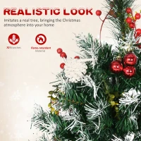 HOMCOM 2.5 Ft/30" 2 Pack Outdoor Entryway Pre-Lit Artificial Christmas Tree Cordless with 70 Branches, Warm White LED lights, Red Berries, Pine Cones, Balls, Green(m-8)