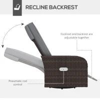 Outsunny Wicker Swivel Chair w/ Cushion, Patio Recliner Chair, Grey(m-7)