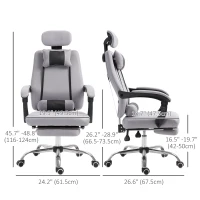 Vinsetto Ergonomic Executive High Back Office Chair with Footrest,Lumbar Support,Grey(m-3)