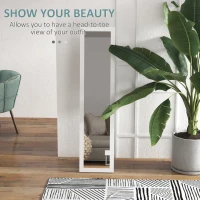 HOMCOM 15" x 62" Full Length Mirror for Bedroom, Free Standing Dressing Mirror, Wall Mirror for Living Room, White(m-4)