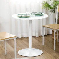 HOMCOM Modern Kitchen Table for 2, Round Dining Table with Steel Base for Living Room, Dining Room, White(m-7)