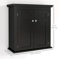 kleankin Bathroom Cabinet, Medicine Cabinet, Over Toilet Storage Cabinet with Adjustable Shelves for Entryway, Black(m-3)